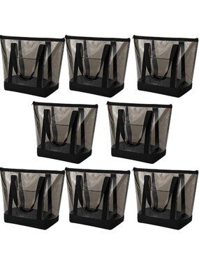 Clear Tote Bags - 8 Pcs See-Through Shoulder Handbags with Zipper for Travel